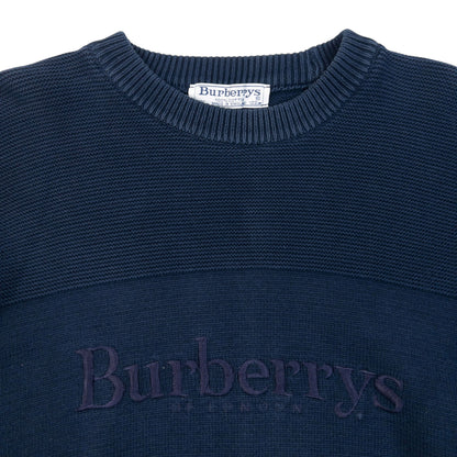 Vintage 90s Burberry Embroidered Knit Jumper Size L