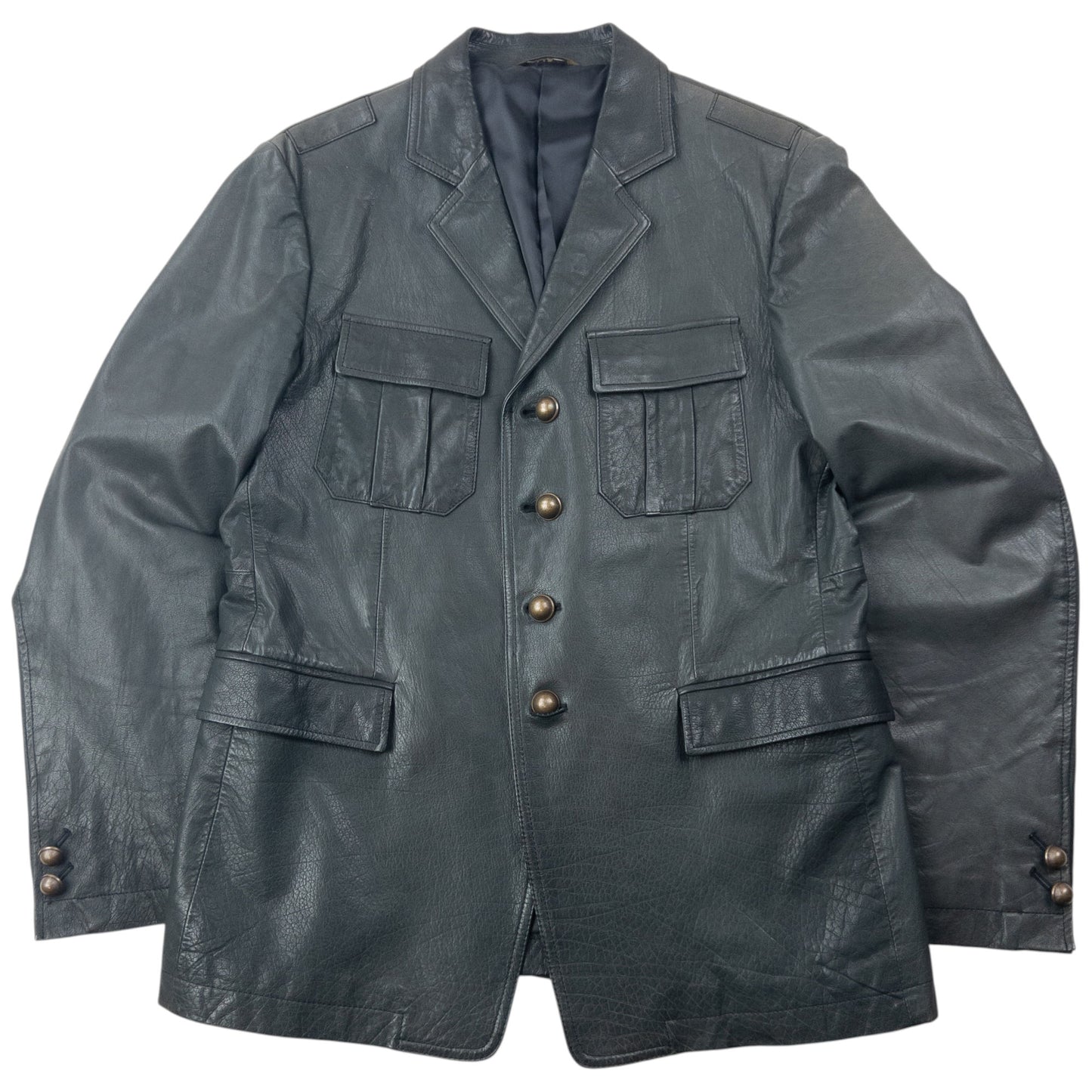 Vintage 90s Yohji Yamamoto A.A.R Button Up Leather Jacket Size M