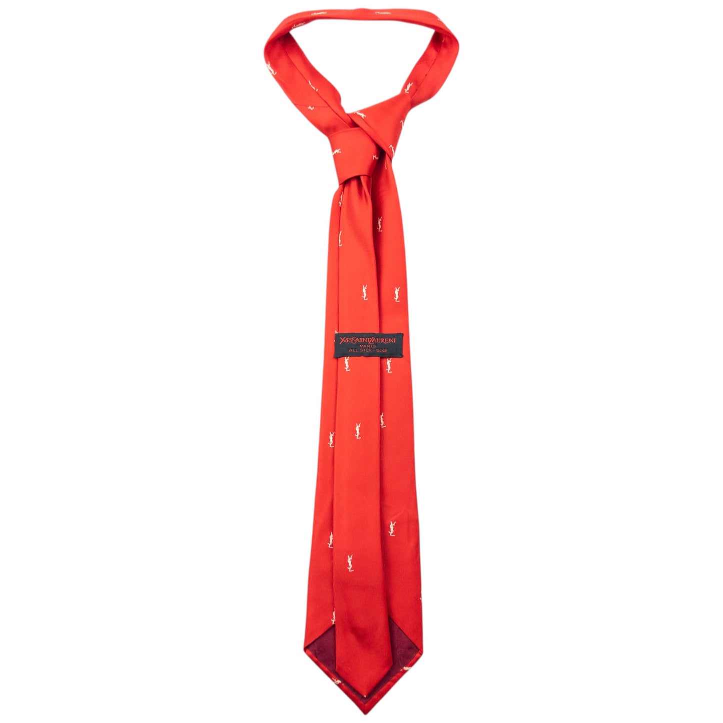 Vintage 80s YSL Yves Saint Laurent Monogram Silk Tie