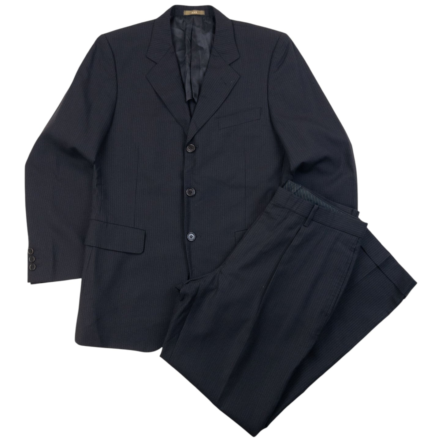 Vintage 90s Yohji Yamamoto A.A.R Pinstripe Jacket & Trousers Suit Set Size S