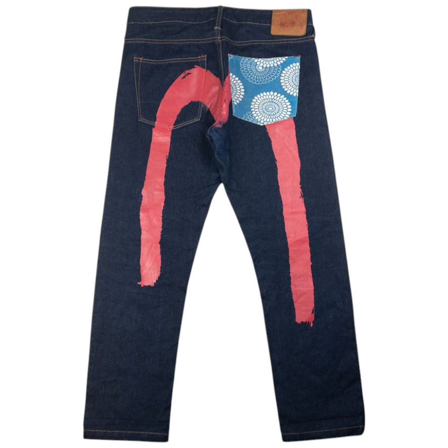 Vintage Evisu Painted Daicock Japanese Denim Jeans Size W35