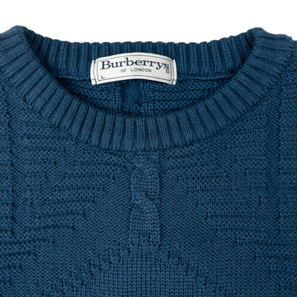 Vintage Burberry Embroidered Cable Knit Jumper Size L