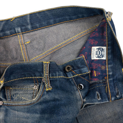 Vintage RMC Red Monkey Company Embroidered Wave Japanese Denim Jeans Size W31