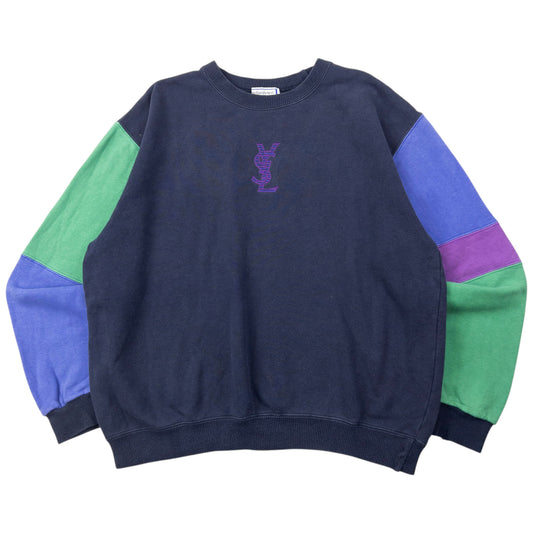 Vintage 80s YSL Yves Saint Laurent Colour Block Sweatshirt Womens Size M