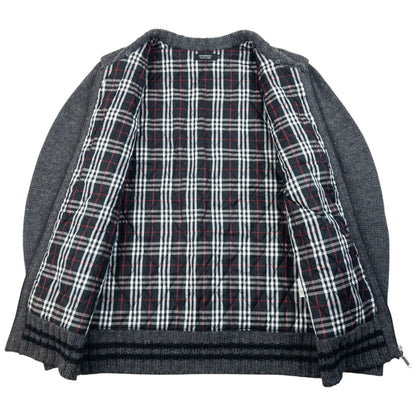 Vintage 2000s Burberry Black Label Nova Check Lined Wool Knit Jacket Size S