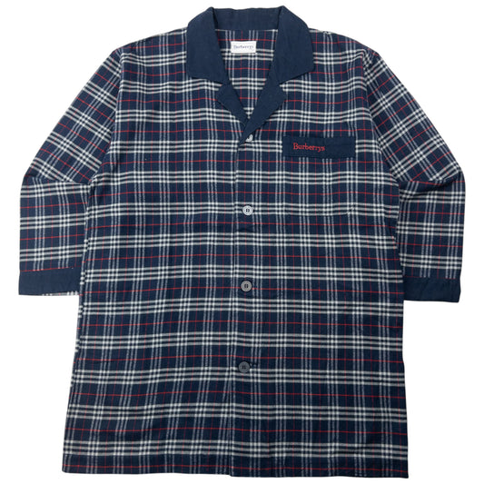 Vintage 90s Burberry Nova Check Long Sleeve Button Up Pyjama Shirt Size M