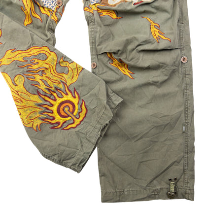 Vintage 2000s Maharishi Embroidered Dragon Roll Up Trousers Size S