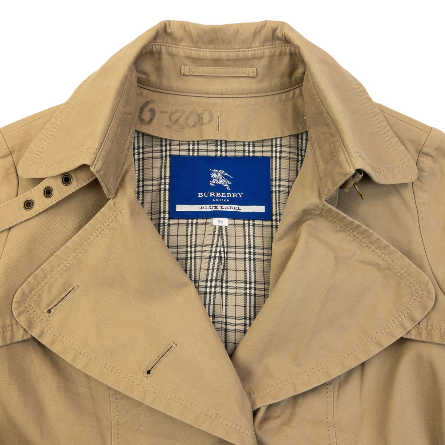 Vintage 2000s Burberry Blue Label Nova Check Lined Trench Jacket Womens Size S