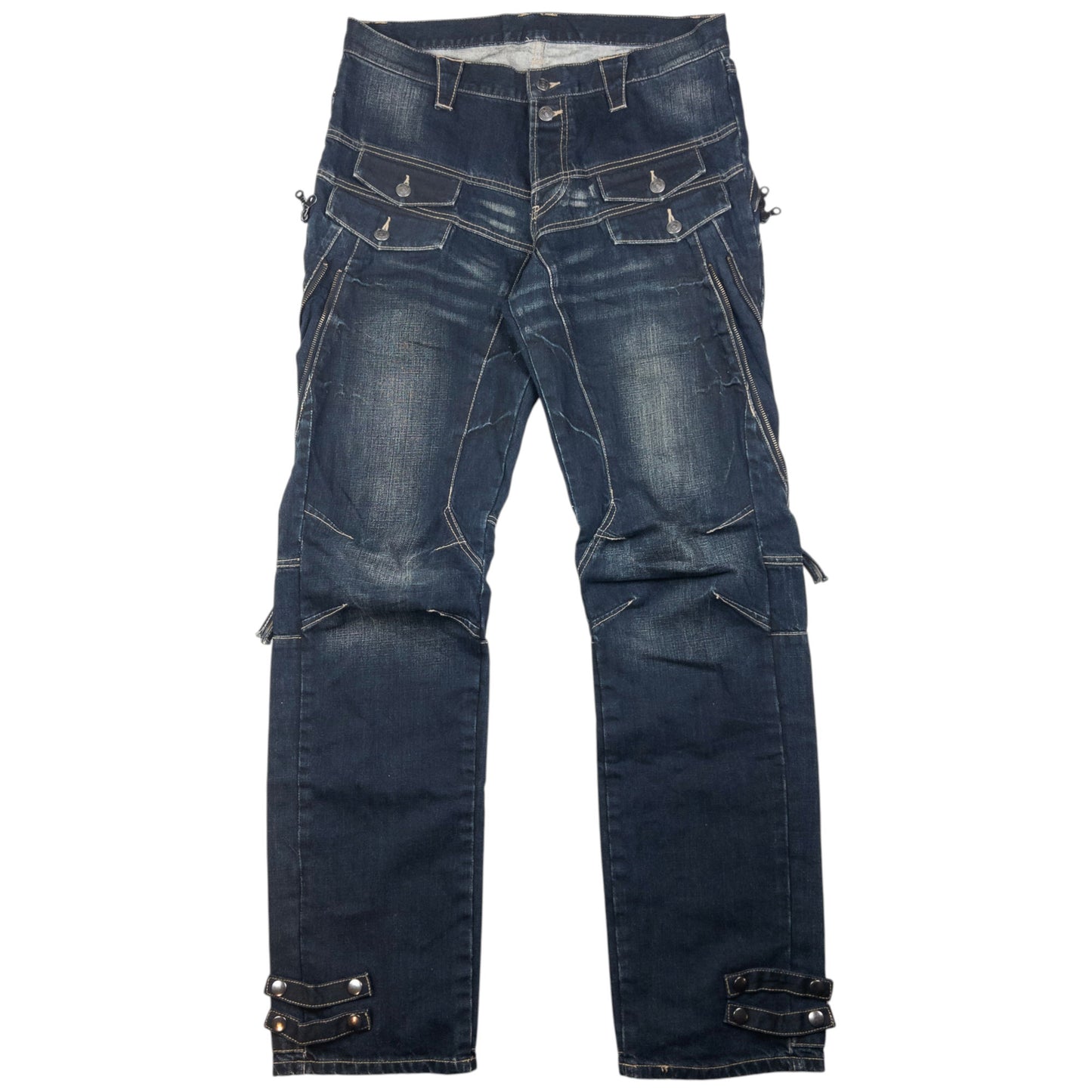 Vintage PPFM Multi Zip Denim Jeans Size W35