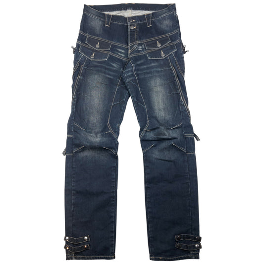 Vintage PPFM Multi Zip Denim Jeans Size W35
