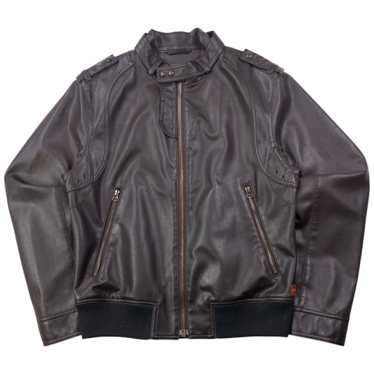 Vintage 90s Hugo Boss Zip Up Leather Jacket Size S