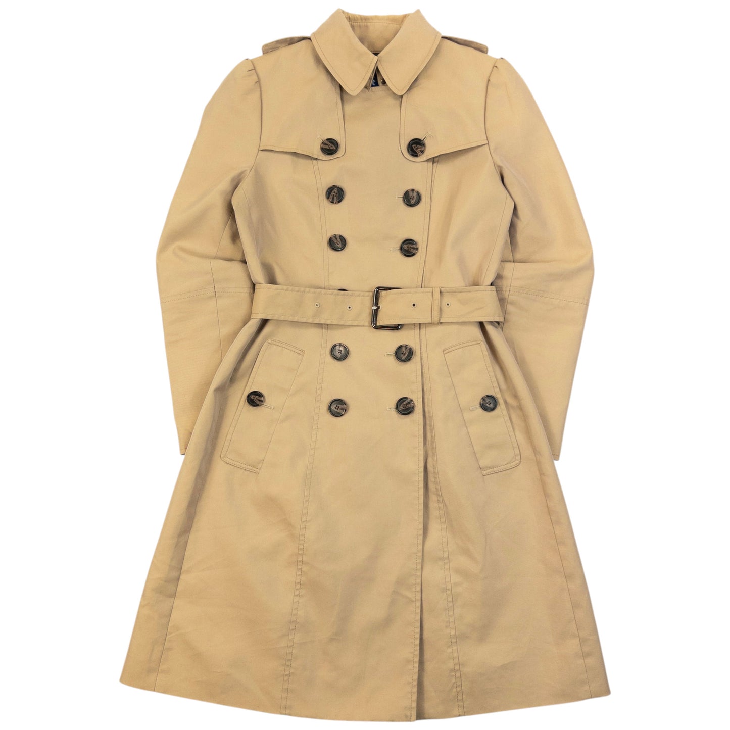 Vintage 2000s Burberry Blue Label Nova Check Lined Trench Jacket Womens Size XS