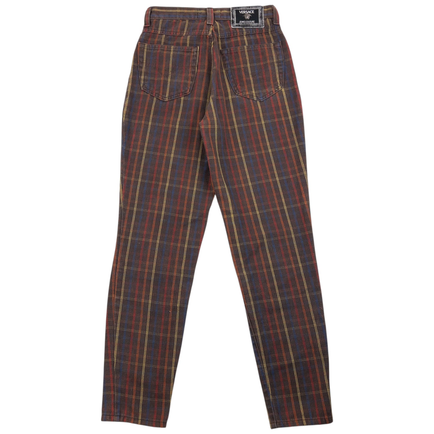 Vintage 90s Versace Jeans Couture Checkered Trousers Size W24