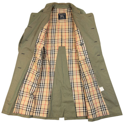 Vintage 90s Burberry Nova Check Lined Belt Waist Trench Jacket in green (cotton), photo 2