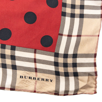 Vintage 2000s Burberry Nova Check Polka Dot Silk Scarf