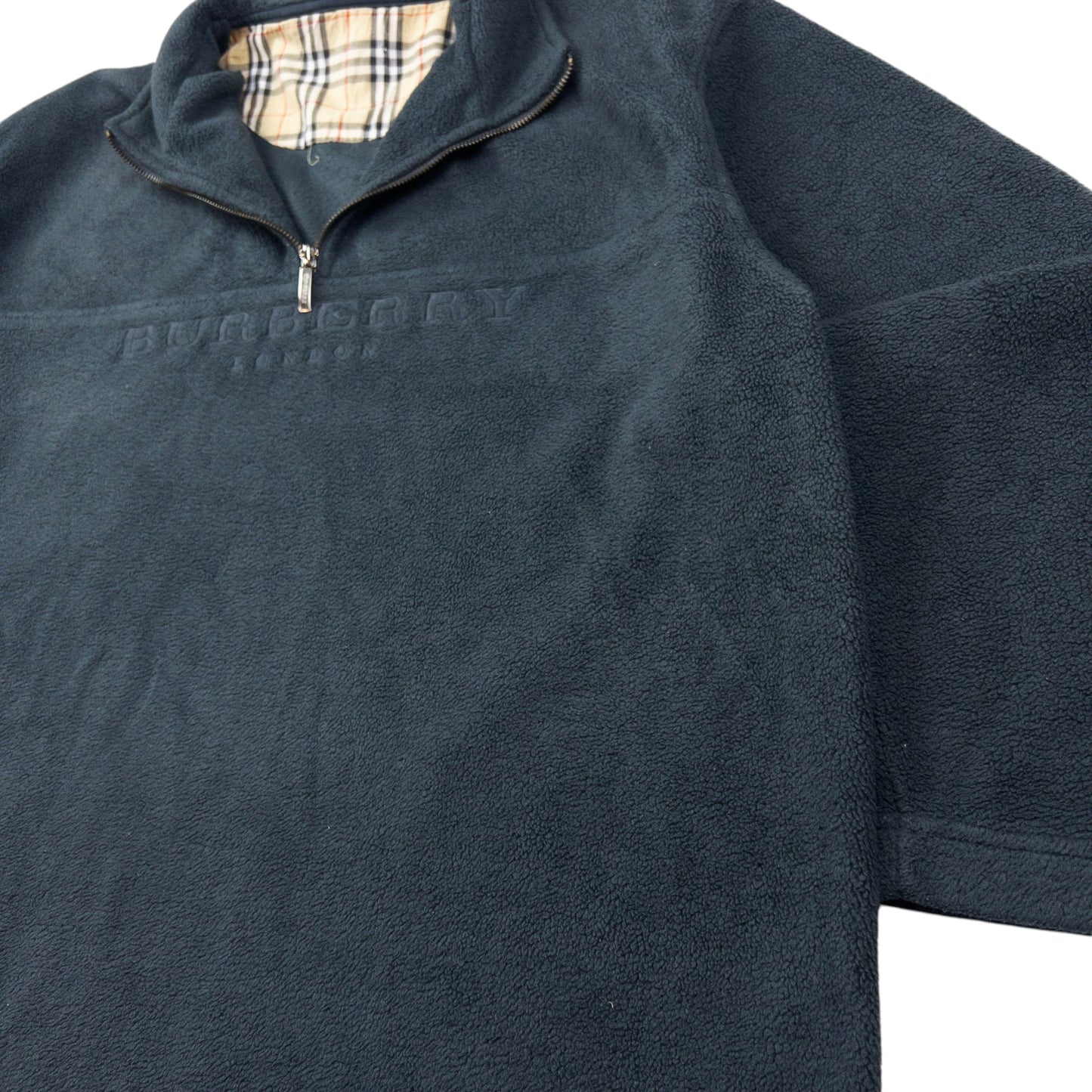 Vintage Burberry Embroidered Q Zip Fleece Sweatshirt Size L