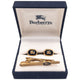 Vintage 90s Burberry Embossed Cufflinks & Tie Clip Set