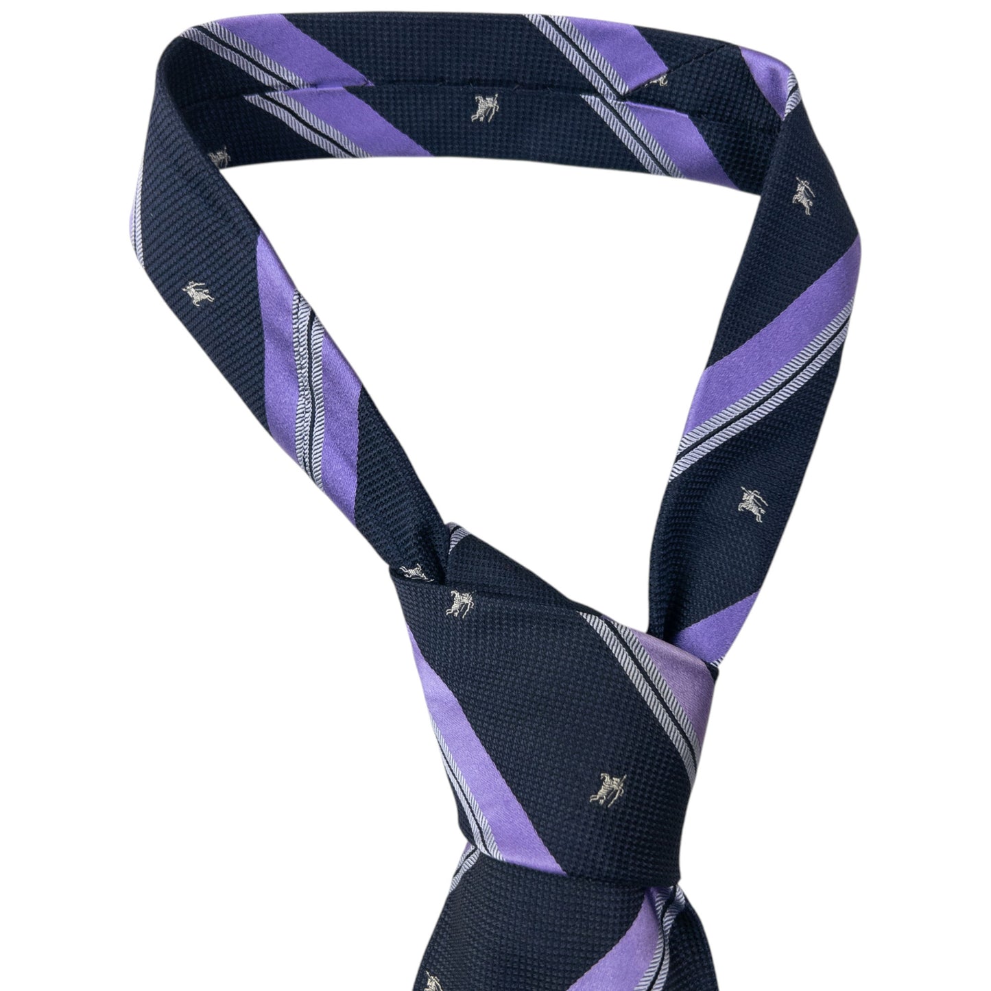 Vintage 2000s Burberry Striped Monogram Silk Tie