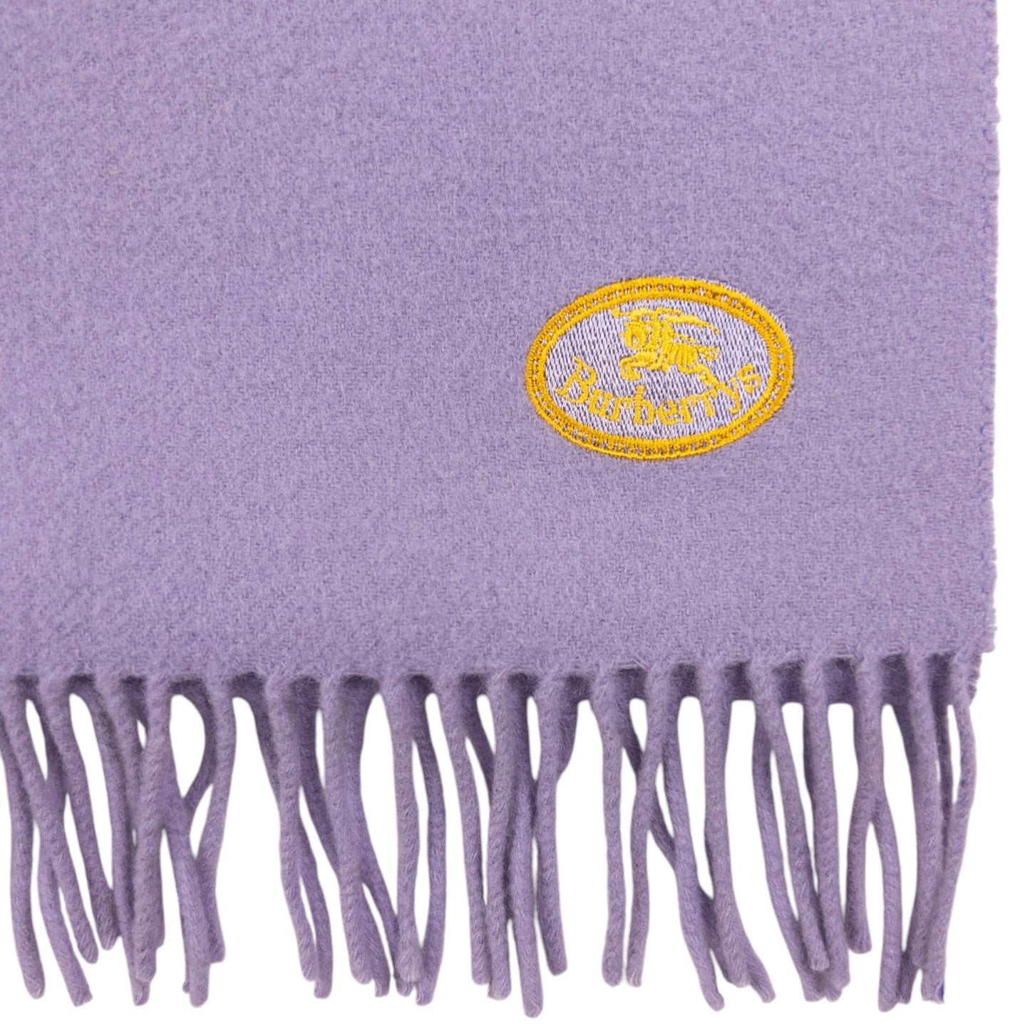 Vintage Burberry Embroidered Crest Lambswool Tassel Scarf