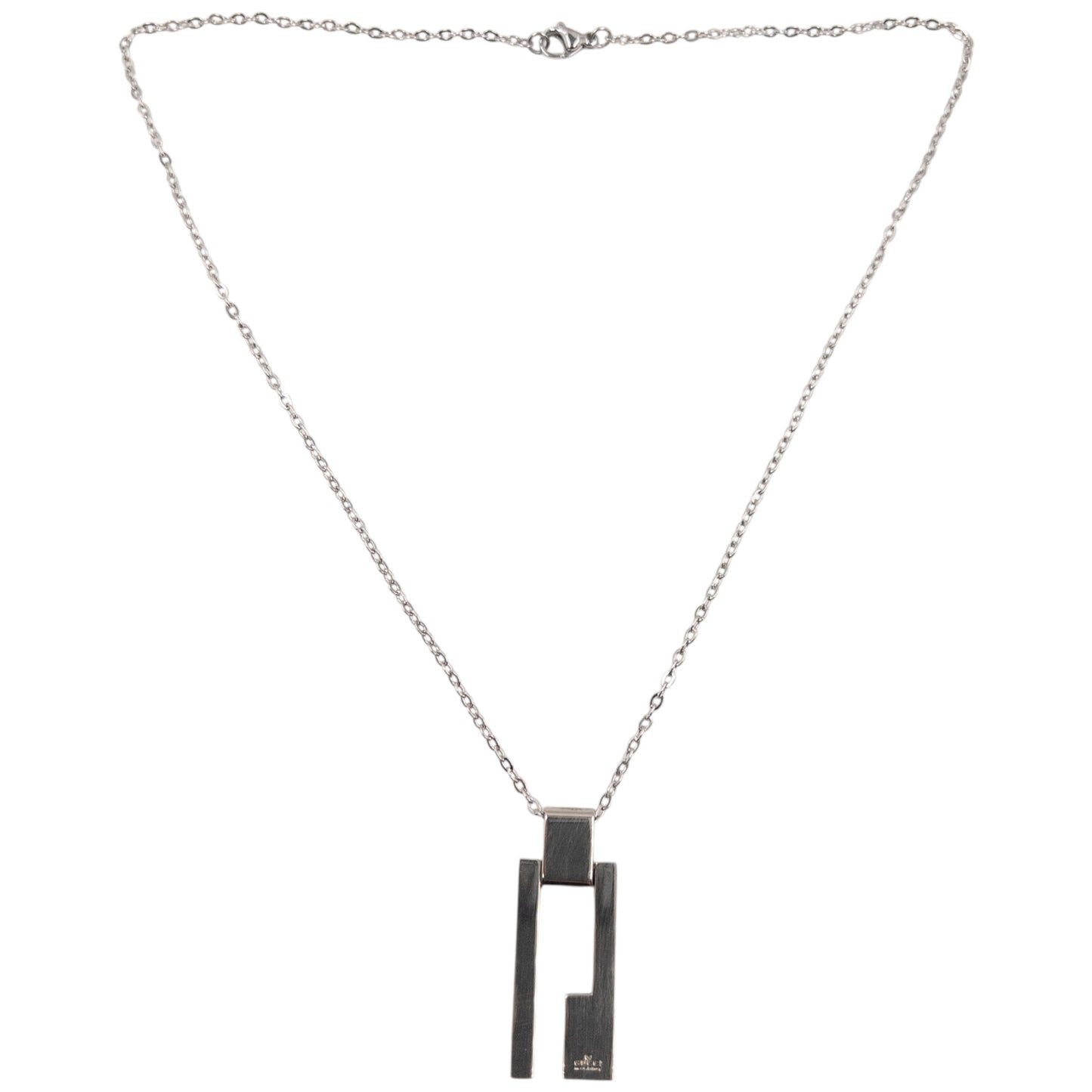 Vintage 2000s Gucci Silver G Plate Necklace