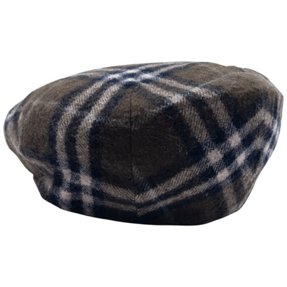 Vintage 80s Burberry Nova Check Wool Flat-Cap Hat