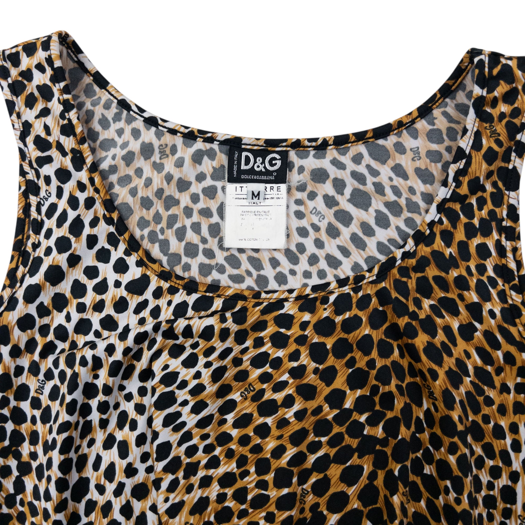 Vintage Dolce & Gabbana Ruched Leopard Print Top Womens Size M