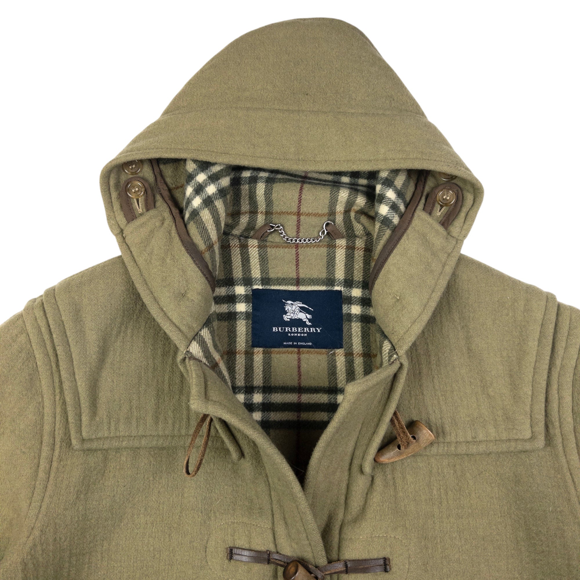 Vintage Burberry Nova Check Lined Wool Duffle Jacket Size L