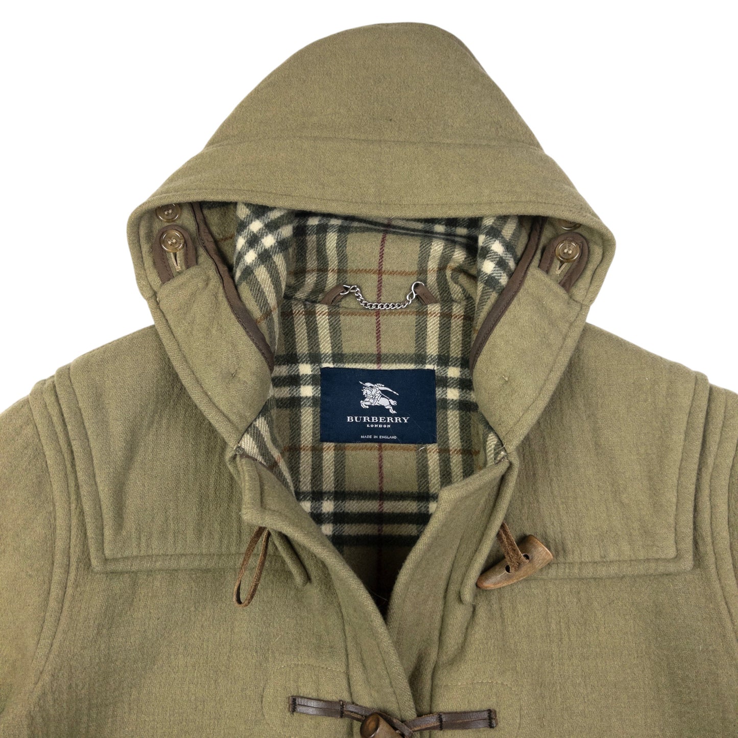 Vintage Burberry Nova Check Lined Wool Duffle Jacket Size L