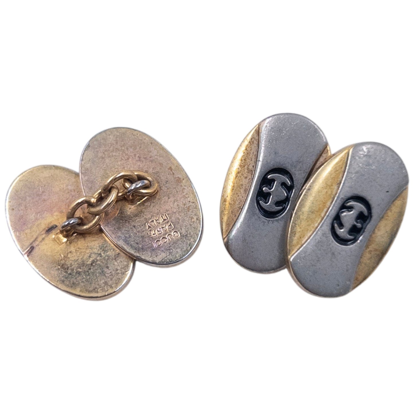 Vintage 80s Gucci Embossed Chain Link Cuff Links