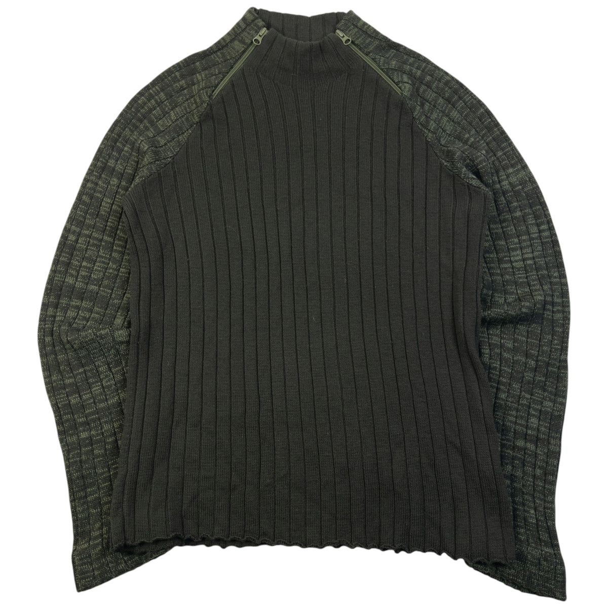 Vintage 2000s Armani Jeans Ribbed Wool Knit Q Zip Jumper Womens Size XL