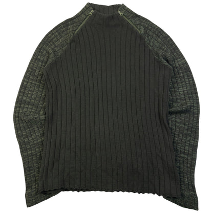Vintage 2000s Armani Jeans Ribbed Wool Knit Q Zip Jumper Womens Size XL
