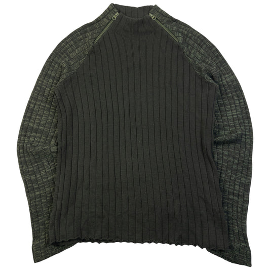 Vintage 2000s Armani Jeans Ribbed Wool Knit Q Zip Jumper Womens Size XL