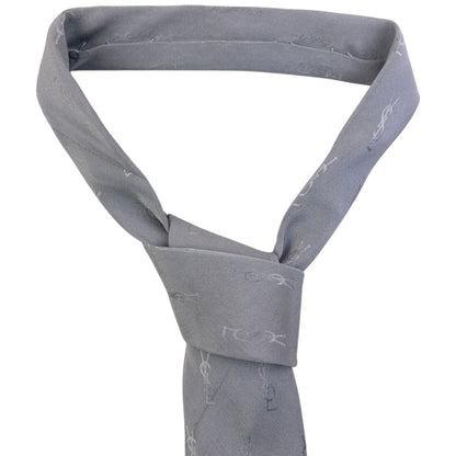 Vintage 90s YSL Yves Saint Laurent Monogram Silk Tie