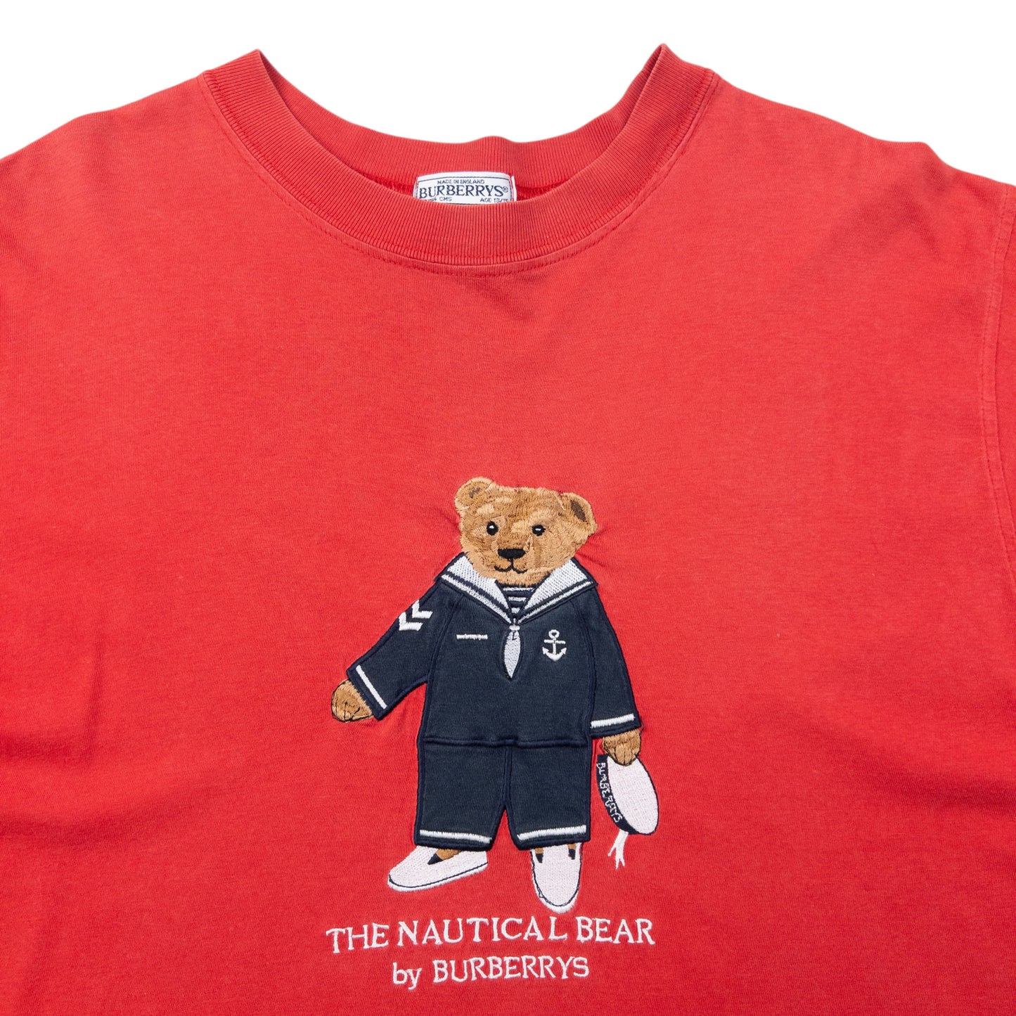 Vintage 90s Burberry The Nautical Bear Embroidered T Shirt Size S