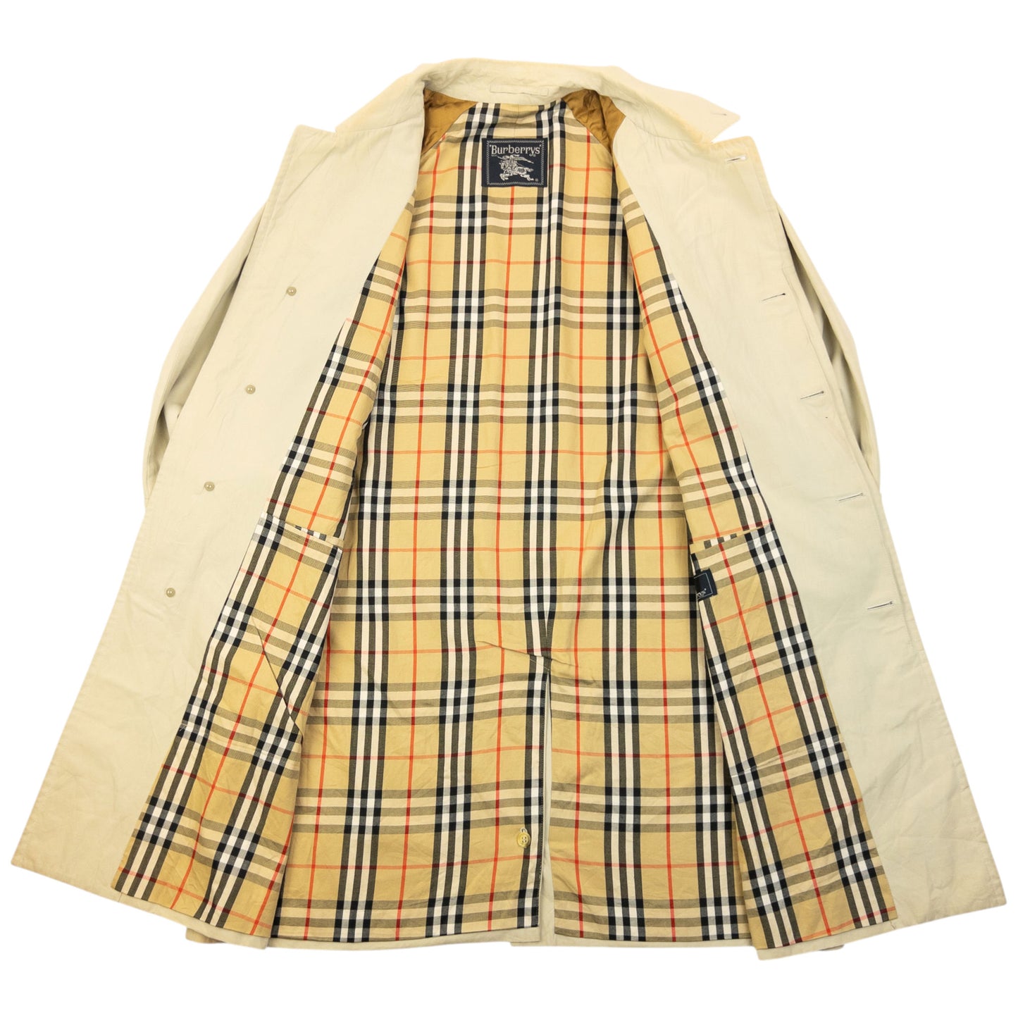 Vintage 90s Burberry Nova Check Lined Trench Jacket Size M