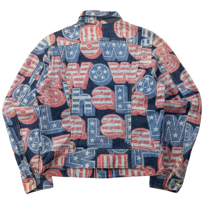 Vintage 90s Hysteric Glamour Stars & Stripes Text Denim Jacket Womens Size S