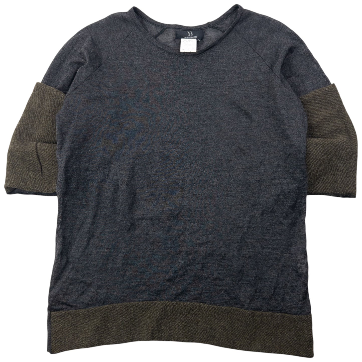 Vintage 90s Yohji Yamamoto Lightweight Roll Sleeve Jumper Size S