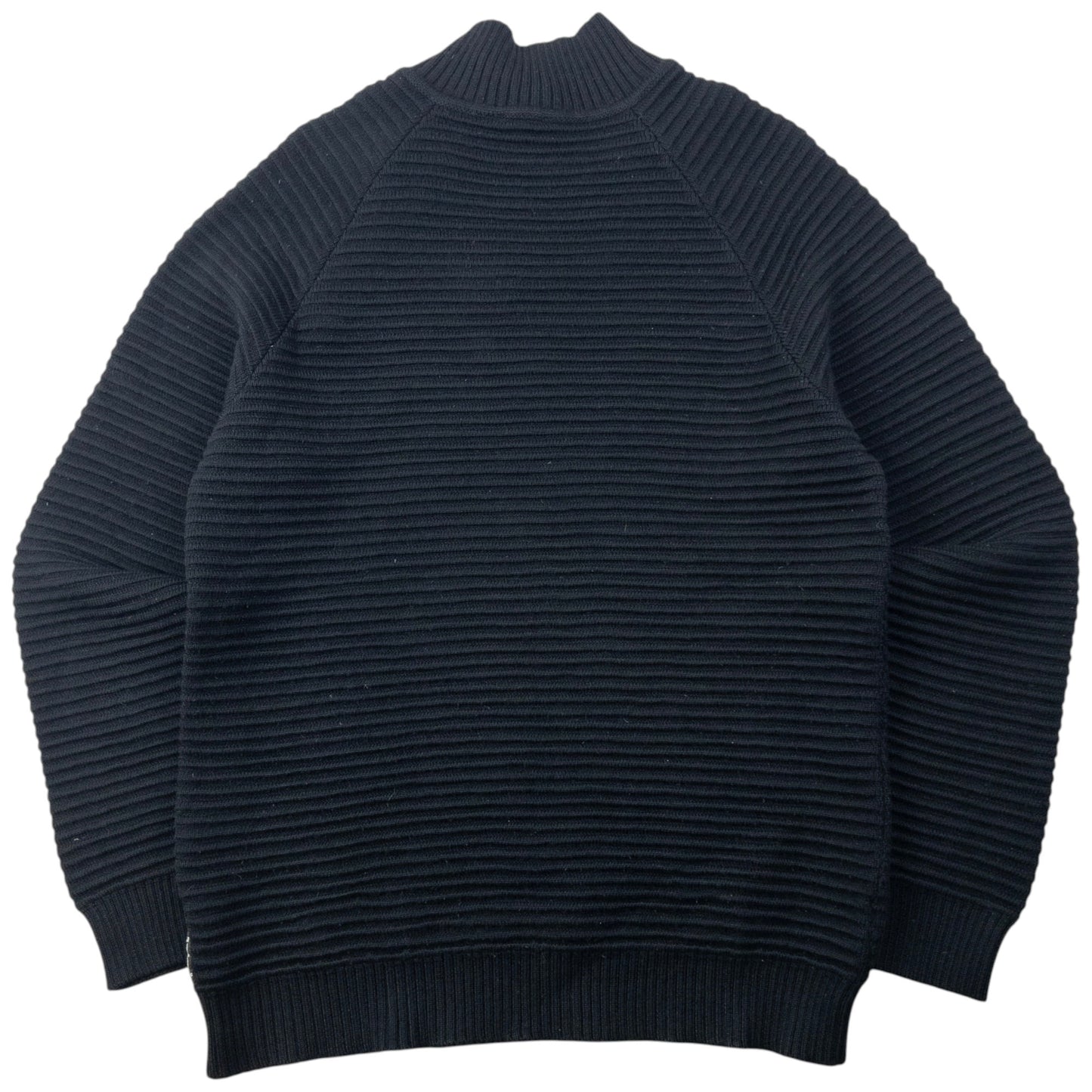 Vintage 2000s Armani Jeans Asymmetric Q Zip Ribbed Knit Jumper Size L