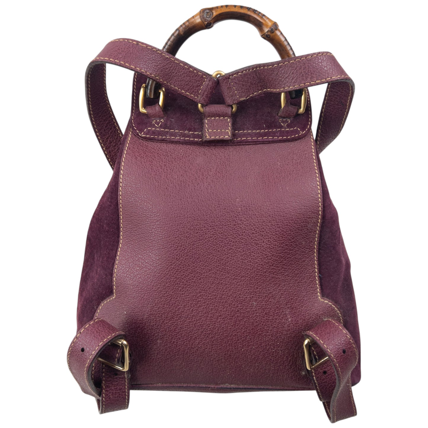 Vintage 80s Gucci Bamboo Suede Bucket Backpack