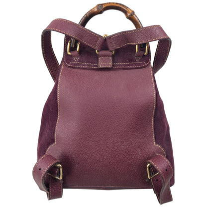 Vintage 80s Gucci Bamboo Suede Bucket Backpack