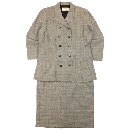Vintage 90s Balenciaga Checkered Jacket & Skirt Suit Set Womens Size L