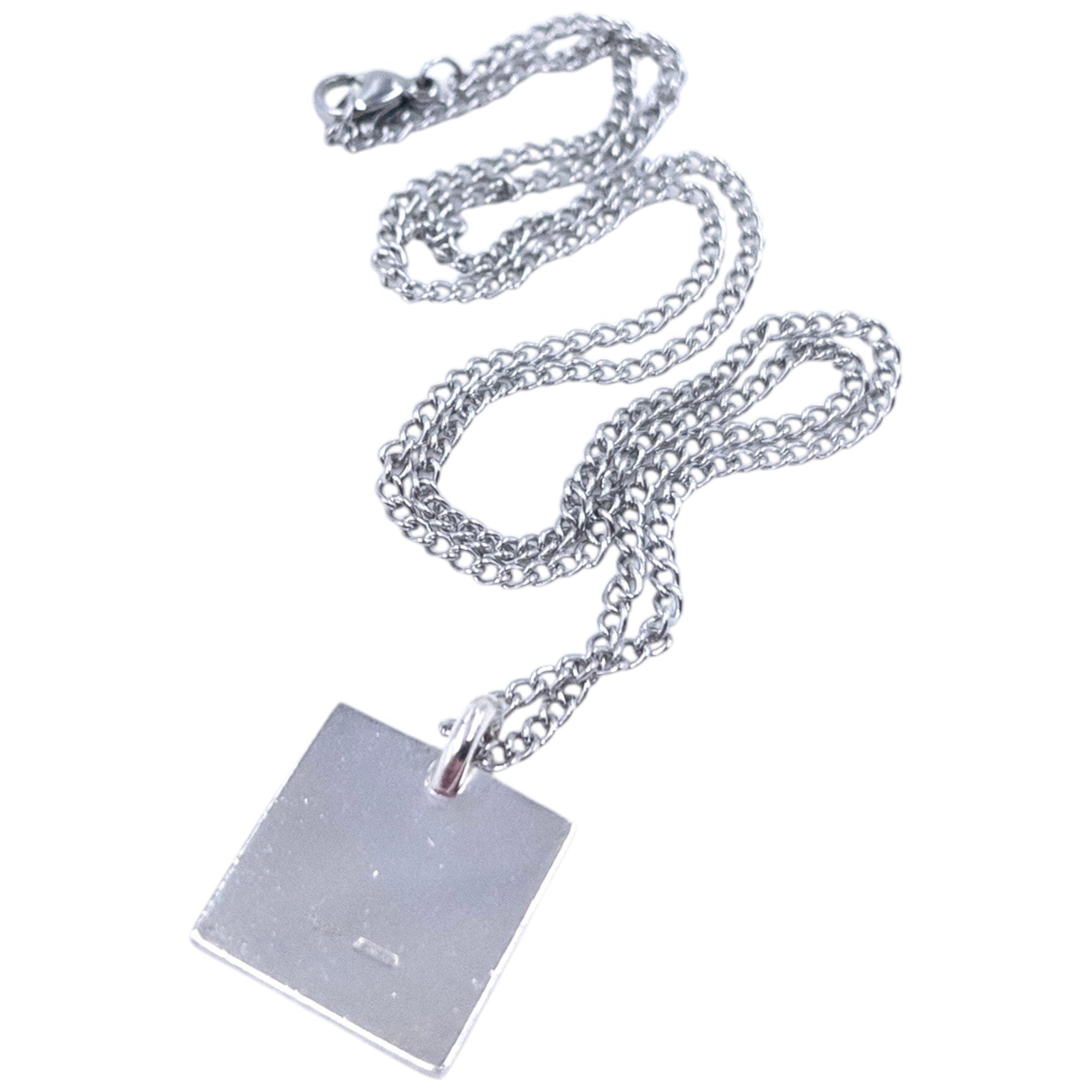 Vintage 90s Gucci Silver Square Pendant Necklace