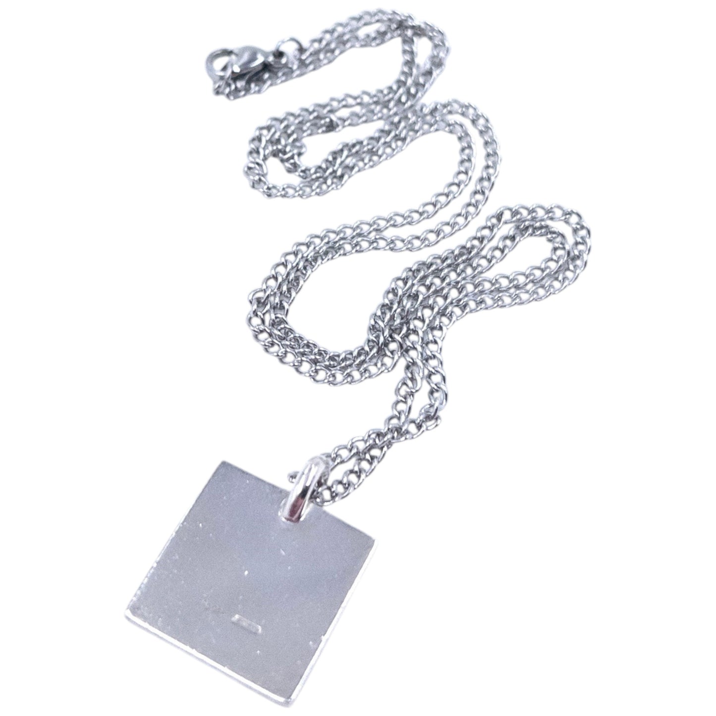 Vintage 90s Gucci Silver Square Pendant Necklace