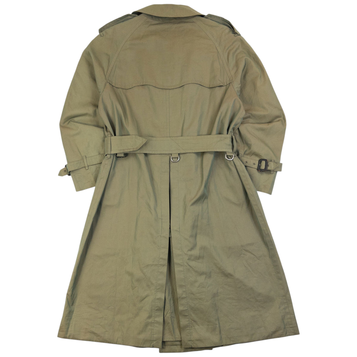 Vintage 90s Burberry Nova Check Lined Belt Waist Trench Jacket in green (cotton), photo 3