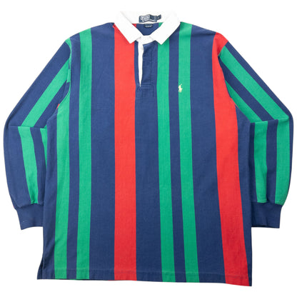 Vintage 1995 Polo Ralph Lauren Striped Long Sleeve Rugby Polo Shirt Size XL