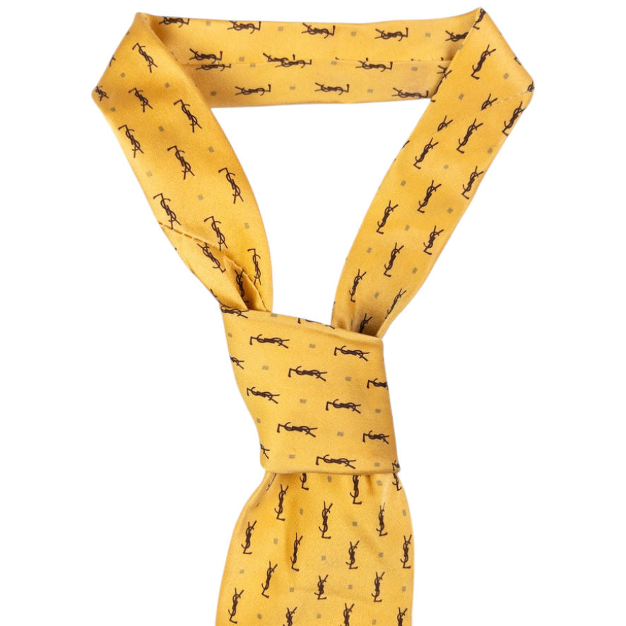 Vintage YSL Yves Saint Laurent Monogram Silk Tie