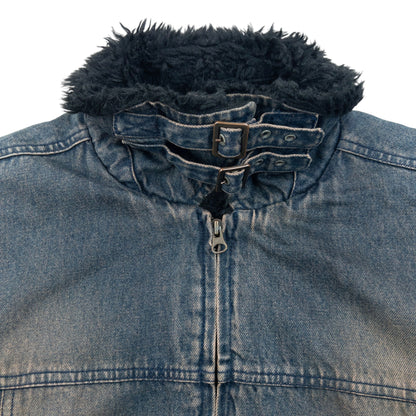 Vintage 2000s PPFM Fur Lined Zip Up Denim Jacket Size M