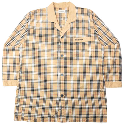 Vintage 90s Burberry Nova Check Long Sleeve Button Up Pyjama Shirt Size L