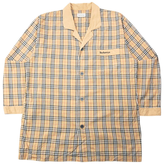 Vintage 90s Burberry Nova Check Long Sleeve Button Up Pyjama Shirt Size L