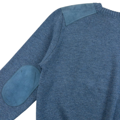 Vintage 90s Burberry Suede Patch Wool Jumper Size M